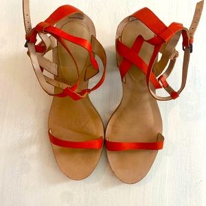 Zara Leather Sandals in Burnt Orange Size 39